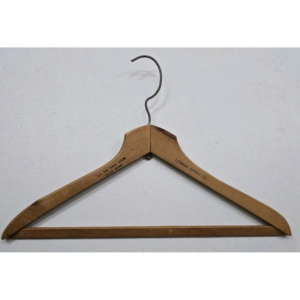 Vintage Loahai Shing Co 201 Tak Shing House Hong Kong Wooden Suit Pants Hanger